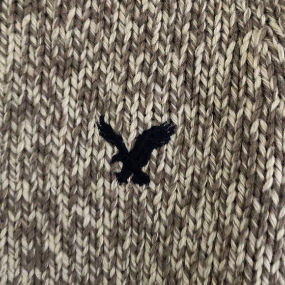 American Eagle Ragg Wool Sweater Mens Size M Preppy Oatmeal Marl Knit Crewneck - Picture 7 of 12